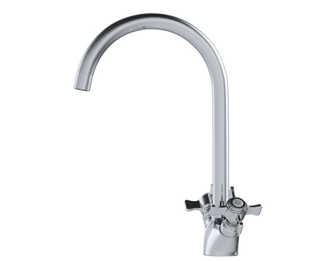 Смеситель для кухни двухвентельный MIXLINE высокий гусак хром Classic ML30-032 Фотография_1