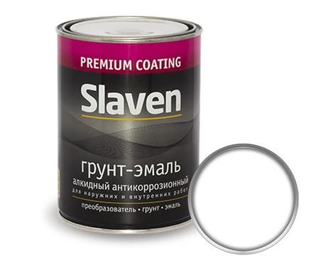 Грунт-эмаль по ржавчине SLAVEN 3 в 1, белый (1.1 кг) Фотография_0