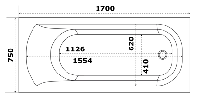 Ванна акриловая 1700x750 мм (каркас+ножки+экран+сифон) Нирвана BAS Фотография_2