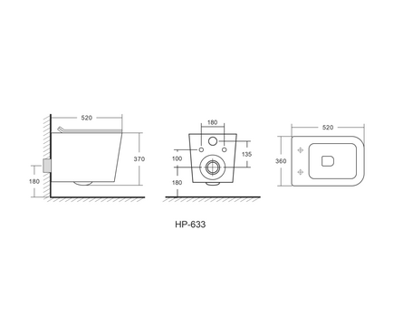 Унитаз подвесной безободковый K633ВМ черный матовый сиденье тонкое ДП крепления EVA GOLD Фотография_8