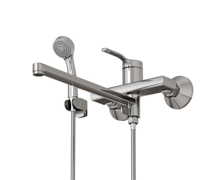 Смеситель для ванны однорычажный MIXLINE длинный гусак хром 35к Flat ML40-02 Фотография_1