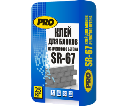 Клей PRO SR-67 для блоков из ячеистого бетона (25 кг) Фотография_0