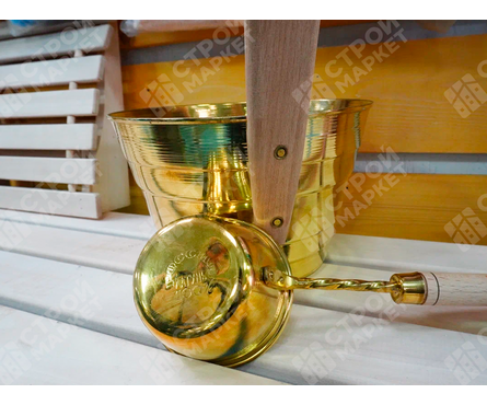 Набор для бани подарочный Латунь ушат+ковш Сила Алтая Фотография_3