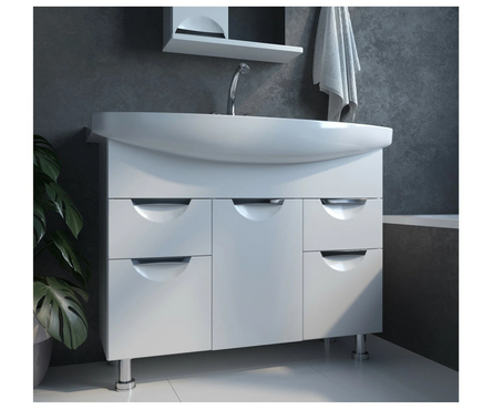  Тумба для ванной Mixline «Этьен 105», с умывальником «Элеганс - 105», белая Фотография_2