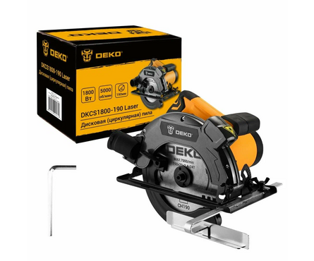 Пила циркулярная (дисковая) 1800 Вт, 5000 об/мин, пропил 65 мм, диск 190 мм лазер DKCS1800-190 DEKO Фотография_3