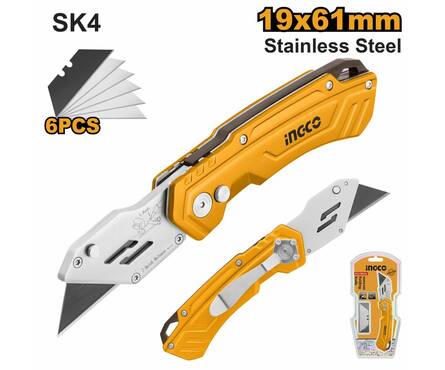 Нож 61 мм трапеция универсальный, складной SK5 INDUSTRIAL INGCO Фотография_1