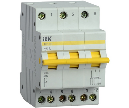 Выключатель-разъединитель трехпозиционный 3п ВРТ-63 25А KARAT MPR10-3-025 IEK Фотография_0