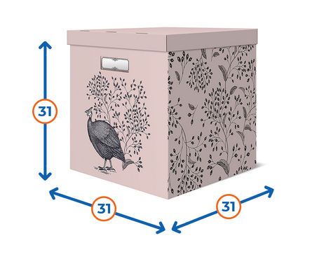 Коробка картонная для хранения 31х31х31 см с крышкой розовая BOTANIKS Фотография_1
