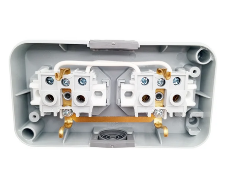 Розетка 2-ая с/з накладная серая с крышкой РА16-303 IP54 BYLECTRICA Фотография_2