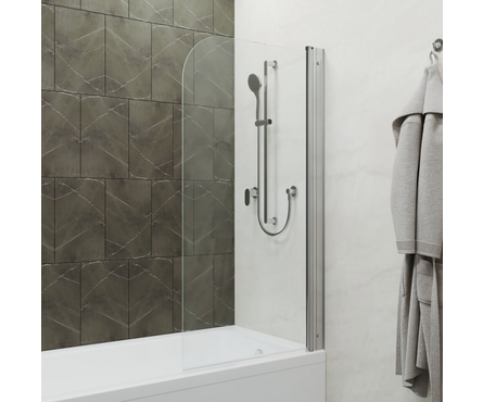 Штора на ванну 75х140 мм хром прозрачное стекло Соло Тритон Фотография_4