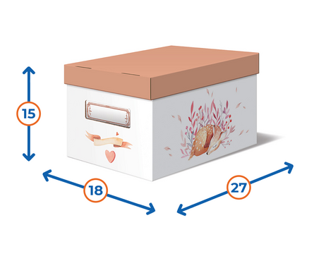 Коробка картонная для хранения 18х27х15 см с крышкой белая FOREST FRIENDS Фотография_1