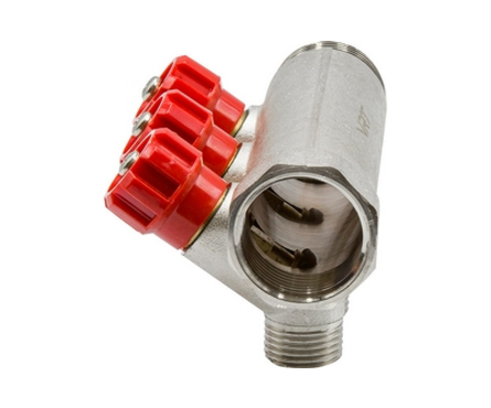 Коллектор VRT, 3 выхода, 1х1/2 наружная резьба с регулировочными вентилями Фотография_2