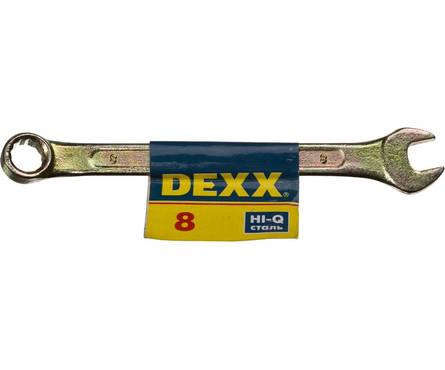Ключ комбинированный гаечный DEXX, желтый цинк, 8 мм Фотография_0