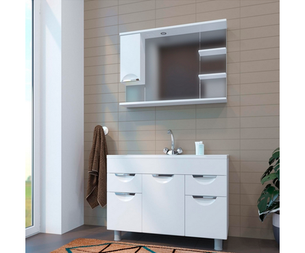 Шкаф навесной MIXLINE Этьен 100 левый с подсветкой, белый (ПВХ) Фотография_2