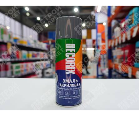 Аэрозольная эмаль DECORIX универсальная, серая, глянцевая, 520 мл Фотография_2