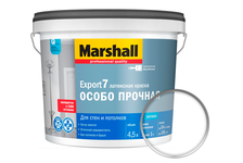 Краска латексная Marshall EXPORT 7 Особо прочная для стен и потолков, матовая, база BC (4.5 л)