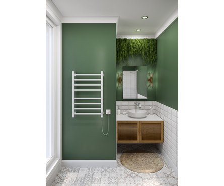 Полотенцесушитель электрический 80х50 см подкл. правое белый таймер 415 Вт Триумф-2 ЛЦ ZOX Фотография_1