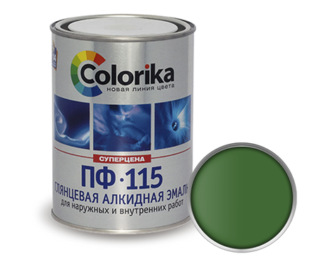 Эмаль алкидная Colorika ПФ-115 зелёная, универсальная (0.8 кг) Фотография_0