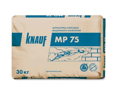 Штукатурка гипсовая для машинного нанесения KNAUF МП-75 белая 30 кг Фотография_0