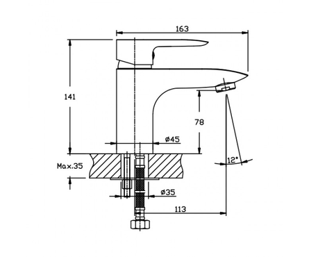Смеситель для умывальника однорычажный MIXXUS литой гусак хром 001 COLUMBIA Фотография_1