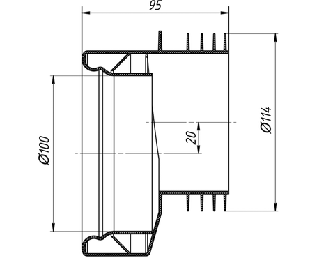 Эксцентрик для унитаза Ани Пласт W0410 жесткий, 20 мм Фотография_2