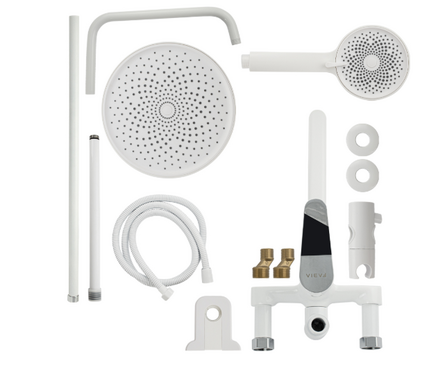 Душевая система (35 к.с изл.+лейка 1 поз.+душ.шланг+троп.душ) 9677 Белый-хром FABIA Фотография_2