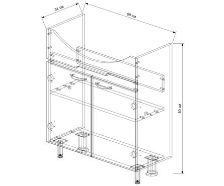 Тумба для ванны EvaGold «Каскад 75» с умывальником «Элеганс 75» Фотография_3