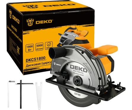 Пила циркулярная (дисковая) 1800 Вт, 5000 об/мин, пропил 65 мм, диск 185 мм лазер DKCS1800 DEKO Фотография_3