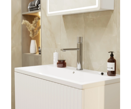 Смеситель для умывальника однорычажный MIXLINE литой гусак хром 35к Flat ML40-04 Фотография_3