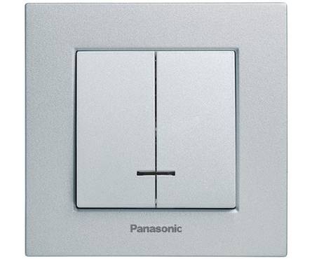 Выключатель Panasonic, 2кл с подсветкой серебро Karre Plus Фотография_0