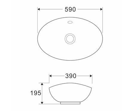 Умывальник на столешницу 590х390х195 мм овальный WAVE Star Фотография_4
