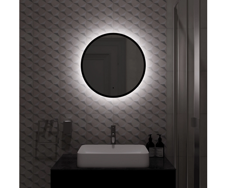 Зеркало круглое 600 мм Монако бесконт. сенсор светодиодная подсветки черное обрамление MIXLINE Фотография_6