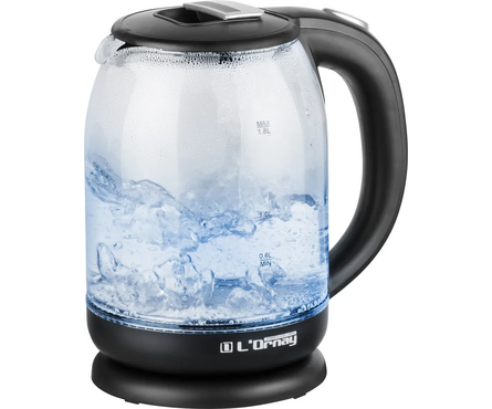 Чайник электрический 1800 Вт.1.8 л. стеклянный корпус LA-4612 L'ORNAY Фотография_0