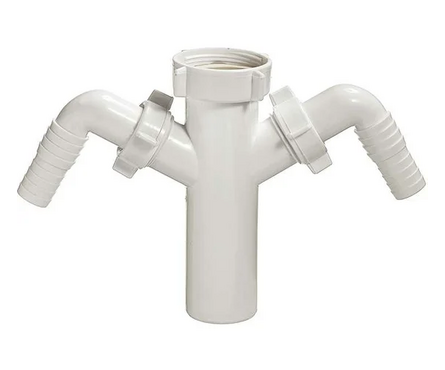 Патрубок 1 1/2x40 для подключения слива бытовой техники с двумя выходами А-4176 ОРИО Фотография_0