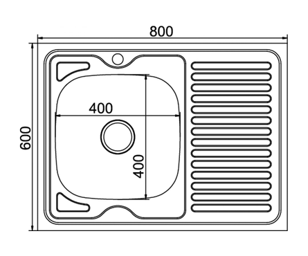 Мойка накладная Mixline 60х80 см, 0.6 мм, чаша 40x40x16 см, левый выпуск 3 1/2, с сифоном Фотография_1