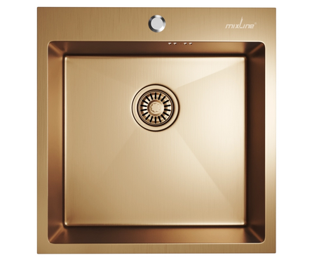 Мойка 50х50 см (3.0 мм) настольный монтаж 3 1\2 20 см с сифоном Бронза MIXLINE Фотография_1