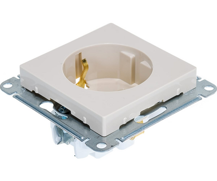 Розетка ATLAS бежевая, одинарная, с заземлением, 16А\250В (Schneider Electric) Фотография_1