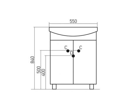 Тумба для ванной Mixline Стандарт 55 с умывальником Арго 55 (ПВХ) Фотография_1
