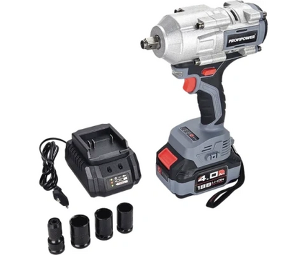 Аккумуляторный гайковерт бесщеточный 18 В, 0-2200 об/мин, 1/2, 900 Нм Li-on 1 шт PROFIPOWER Фотография_1