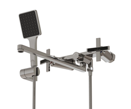 Смеситель для ванны двухвентельный MIXLINE длинный гусак хром Cross ML37-02 Фотография_1