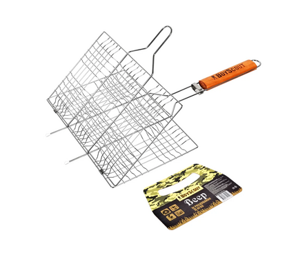 Решетка-гриль усиленная хром 34х22х2.5 см + веер для мангала Фотография_0