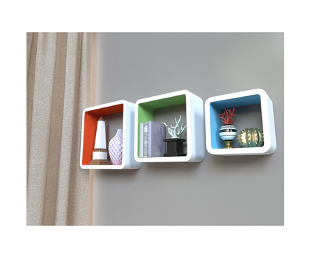 Полка настенная 19х19х10 см белый/голубой АМСТЕРДАМ Фотография_1