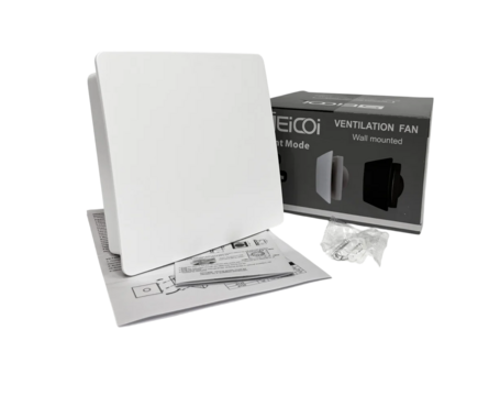 Вентилятор осевой вытяжной d 100 мм с укороченным патрубком Seicoi Floxy Design 100 White Фотография_2