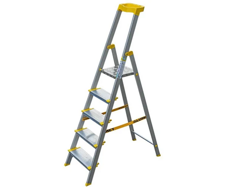 Стремянка алюминиевая 5 ступеней (4+1) профессиональная анодированная 103/46 см/5.2 кг АЛЮМЕТ Фотография_0