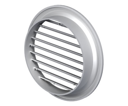 Решетка ПВХ вентиляционная вытяжная круглая с фланцем d 125 мм белая ЭВЕНТ Фотография_1