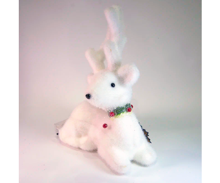 Фигурка светодиодная 25 см Олень белый с подсветкой Фотография_1