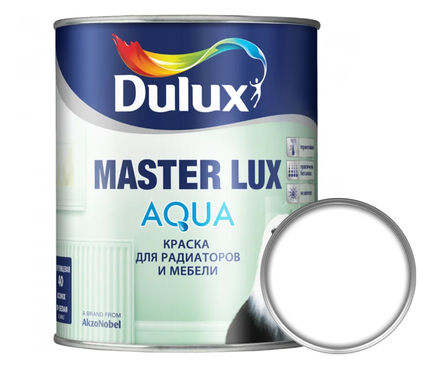 Краска для радиаторов и мебели полуглянцевая, акриловая Dulux Master Lux Aqua белая/база BW, 1 л Фотография_0