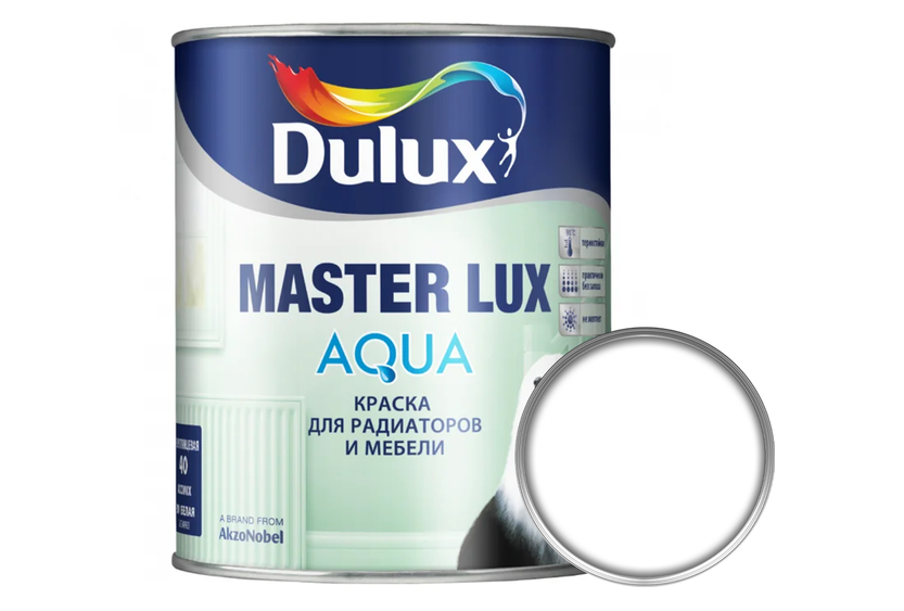 Краска Dulux Master Lux Aqua 40 BW полуглянцевая. Краска Dulux Master Lux Aqua 40 BW полуглянцевая (2,5л). Белая краска Master Lux.