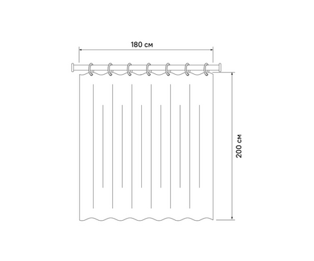 Штора для ванной полиэстер водонепроницаемая 200x180 см белый с узором c кольцами B34P218i11 IDDIS Фотография_3