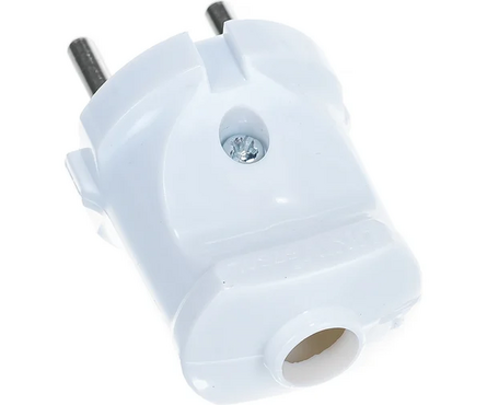 Вилка Luxel без заземления белая 6А 250В Фотография_1